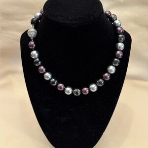 Premier Designs Silver and Purple Pearl Necklace